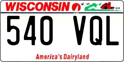 WI license plate 540VQL