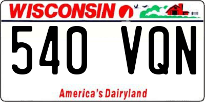 WI license plate 540VQN