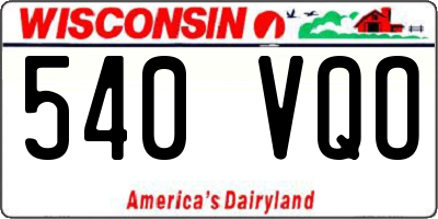 WI license plate 540VQO