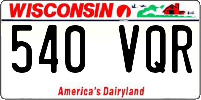 WI license plate 540VQR