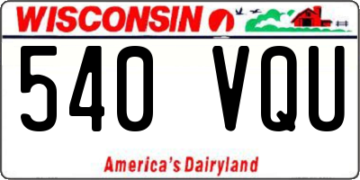 WI license plate 540VQU