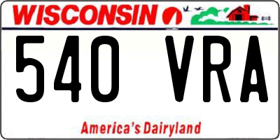 WI license plate 540VRA