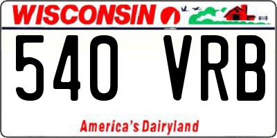 WI license plate 540VRB