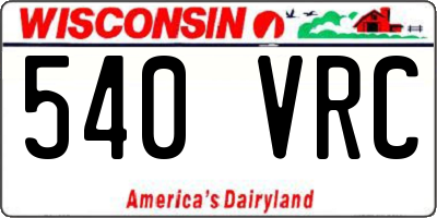 WI license plate 540VRC