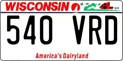 WI license plate 540VRD