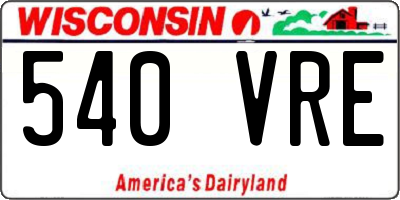 WI license plate 540VRE
