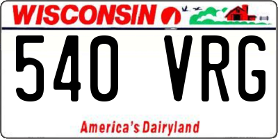 WI license plate 540VRG