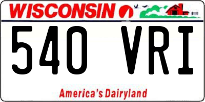 WI license plate 540VRI