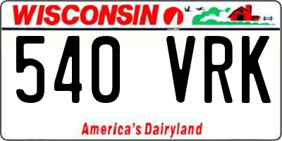 WI license plate 540VRK