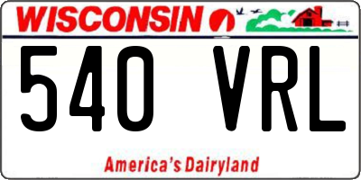 WI license plate 540VRL