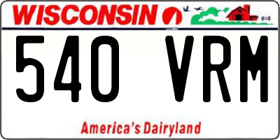 WI license plate 540VRM