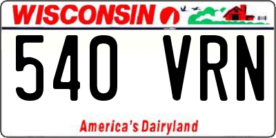 WI license plate 540VRN