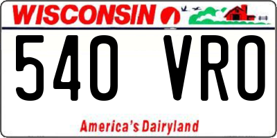 WI license plate 540VRO
