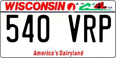 WI license plate 540VRP