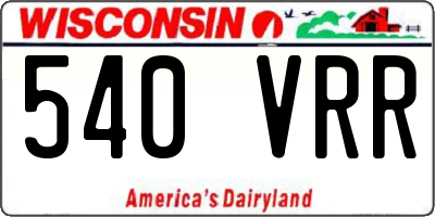 WI license plate 540VRR