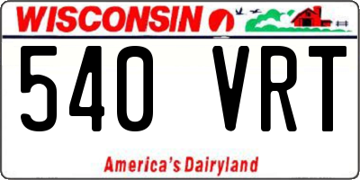 WI license plate 540VRT