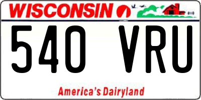 WI license plate 540VRU