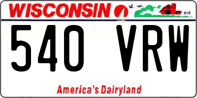 WI license plate 540VRW