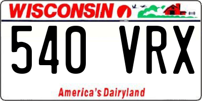 WI license plate 540VRX