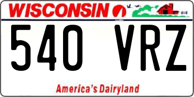 WI license plate 540VRZ