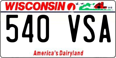 WI license plate 540VSA