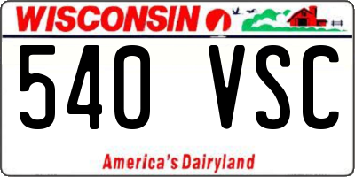 WI license plate 540VSC