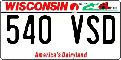 WI license plate 540VSD