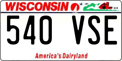 WI license plate 540VSE
