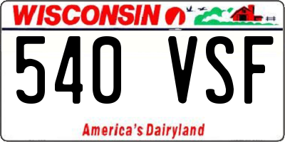 WI license plate 540VSF