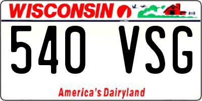 WI license plate 540VSG