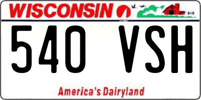 WI license plate 540VSH