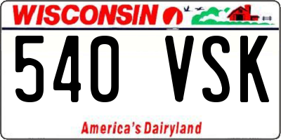 WI license plate 540VSK