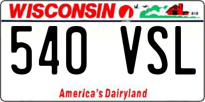 WI license plate 540VSL