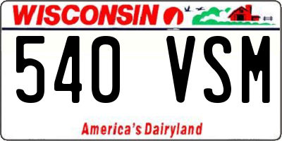 WI license plate 540VSM