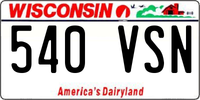 WI license plate 540VSN