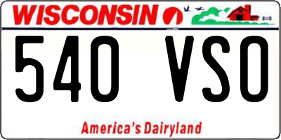 WI license plate 540VSO