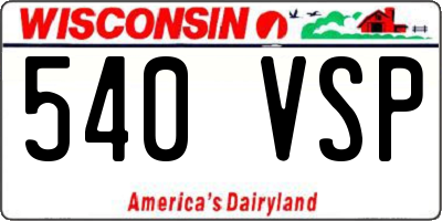 WI license plate 540VSP