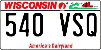 WI license plate 540VSQ