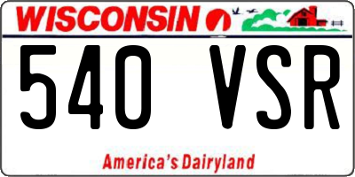 WI license plate 540VSR