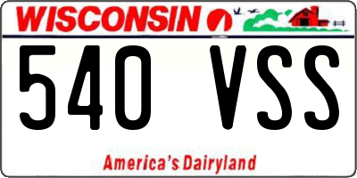 WI license plate 540VSS