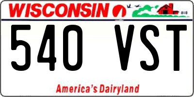 WI license plate 540VST