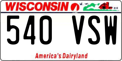 WI license plate 540VSW