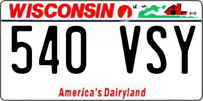 WI license plate 540VSY