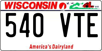 WI license plate 540VTE