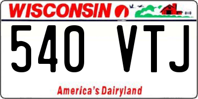 WI license plate 540VTJ