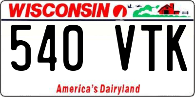 WI license plate 540VTK