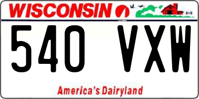 WI license plate 540VXW
