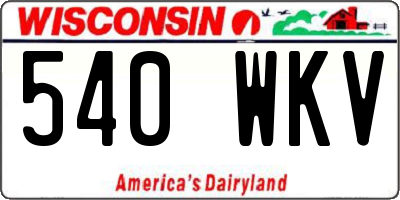 WI license plate 540WKV
