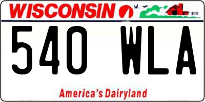 WI license plate 540WLA