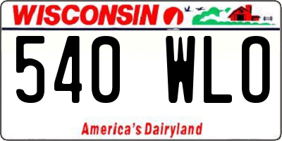 WI license plate 540WLO